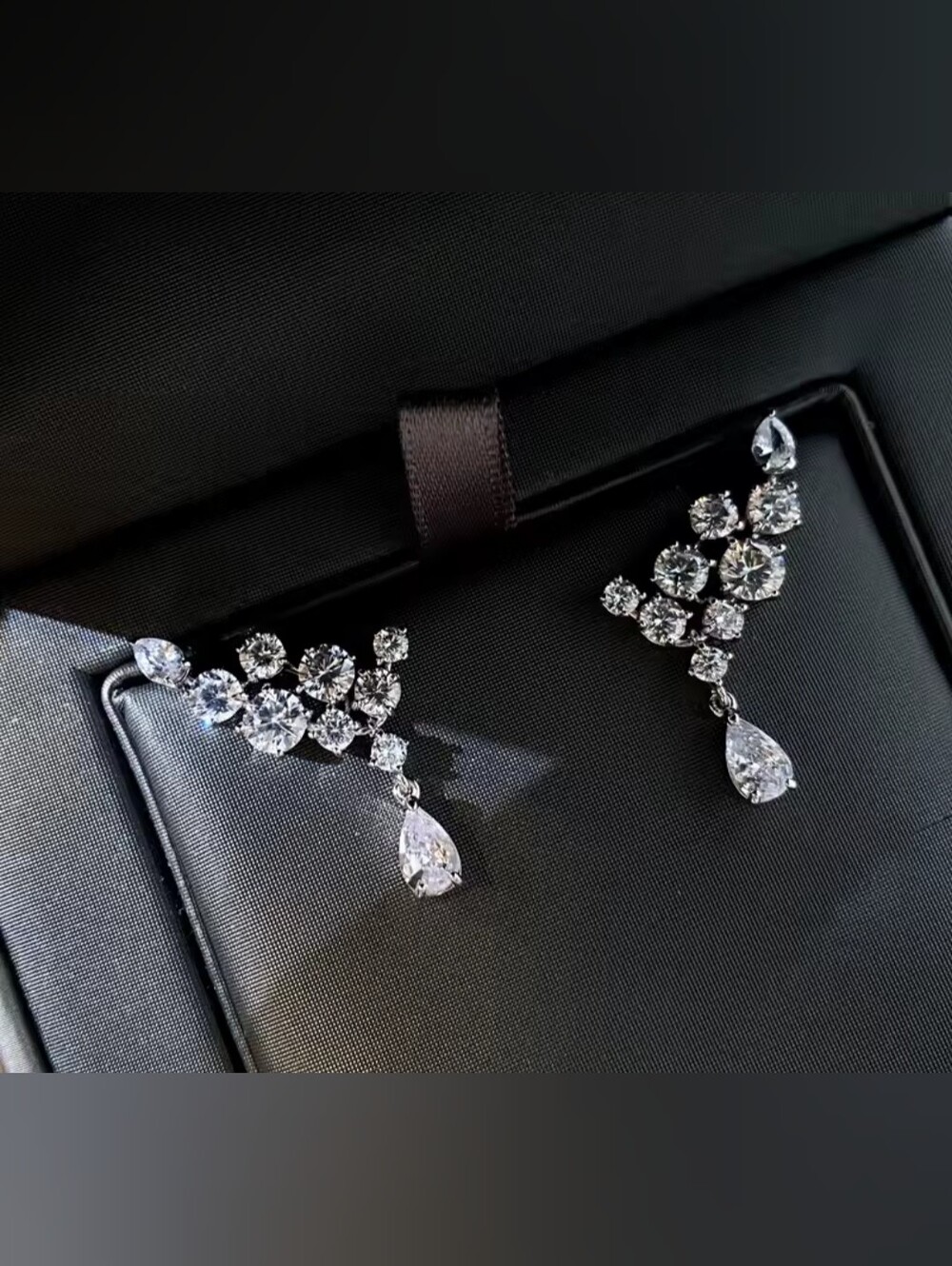 White Rhodium Crystal Earrings